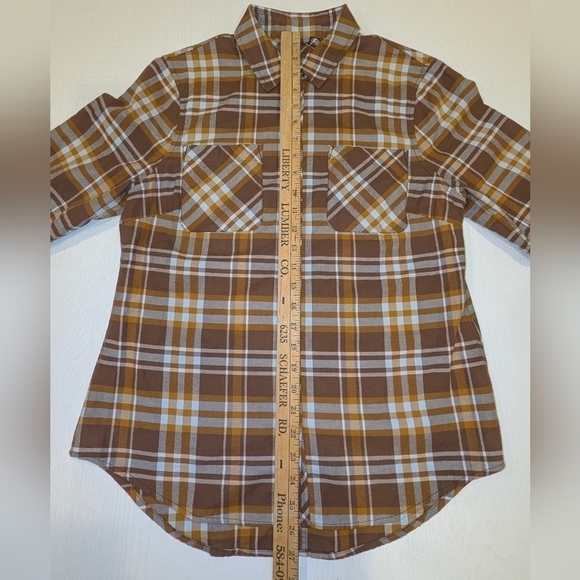 Moosejaw Mountaineering Linwood Flannel Shirt Women's Medium Brown Plaid NWT - Picture 8 of 11